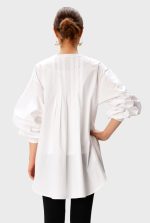 Pleat Bib-Front Cotton Poplin Tunic Shirt