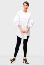 Pleat Bib-Front Cotton Poplin Tunic Shirt
