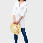 Lattice Trim Cotton Poplin Empire Tunic