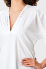 Lattice Trim Cotton Poplin Empire Tunic