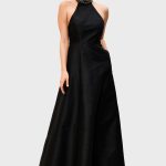 Beaded Halter Dupioni A-Line Dress