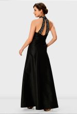 Beaded Halter Dupioni A-Line Dress