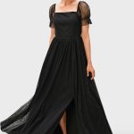 Sheer Tulle Vented Maxi Dress