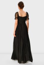 Sheer Tulle Vented Maxi Dress