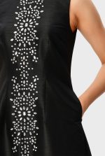 Bead Embellished Dupioni Maxi Dress