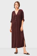 Rayon Crinkle Vented Shift Dress