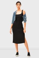 Jersey Knit Vented Sheath Dress