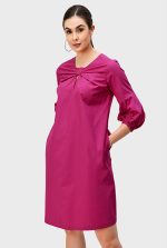 Bow-Tie Front Cotton Poplin Shift Dress | Short-Sleeve Mini Dress in Crisp Poplin - Image 2