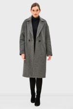Melton-Look Long-Line Wool Blend Coat