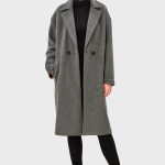 Melton-Look Long-Line Wool Blend Coat