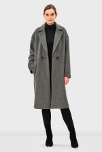Melton-Look Long-Line Wool Blend Coat