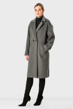 Melton-Look Long-Line Wool Blend Coat