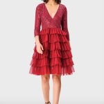 Sequin Mesh Ruffle Tier Dress | V-Neck Party Dress with Layered Tulle Skirt