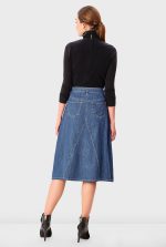 Pieced Cotton Denim Flared Skirt