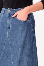 Pieced Cotton Denim Flared Skirt