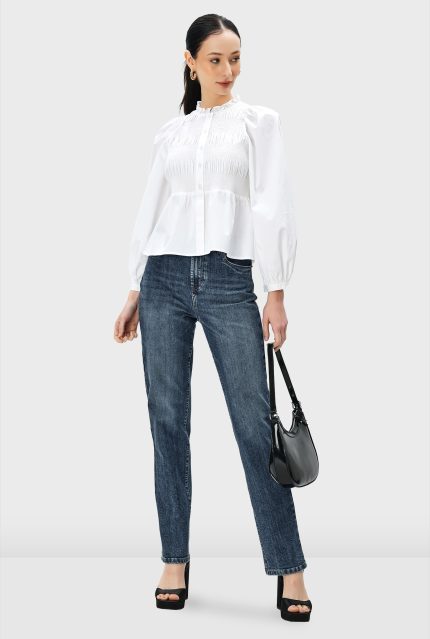 Vintage Wash Denim Straight Leg Jeans