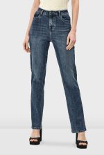 Vintage Wash Denim Straight Leg Jeans