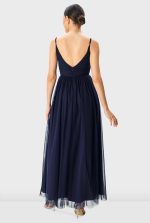 Pleated Sheer Mesh Maxi Dress