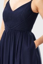 Pleated Sheer Mesh Maxi Dress