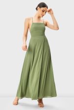 Crossed Strap Back Georgette Vented Dress