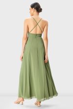 Crossed Strap Back Georgette Vented Dress