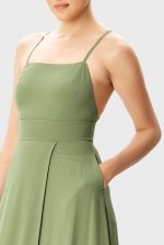 Crossed Strap Back Georgette Vented Dress