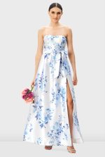 Floral Print Dupioni Corset Style Dress