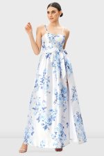 Floral Print Dupioni Corset Style Dress