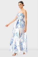 Floral Print Dupioni Corset Style Dress