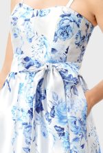 Floral Print Dupioni Corset Style Dress