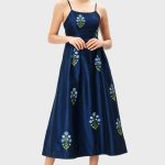 Floral Embroidery Dupioni Dress