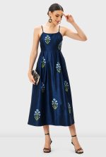 Floral Embroidery Dupioni Dress