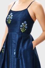 Floral Embroidery Dupioni Dress