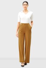Crease Front Elastic Waist Cotton Jersey Pants