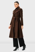 Melton-Look Wool Blend Sash-Tie Coat