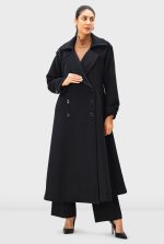 Melton-Look Wool Blend Wrap Coat