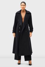 Melton-Look Wool Blend Wrap Coat