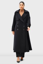 Melton-Look Wool Blend Wrap Coat