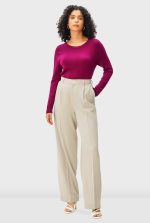 High Waist Stretch Suiting Wide Leg Pants