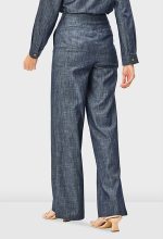 Cotton Chambray Wide-Leg Pants | High-Waist Relaxed Work-Casual Trousers