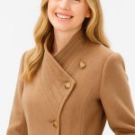 Envelope Collar Melton-Look Sash-Tie Coat | Trapunto-Collar Tan Winter Coat