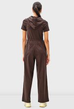 Zip-Front Cotton Jersey Hoodie Jumpsuit | Short-Sleeve Drawstring Waist One-Piece