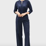 Zip-Front Cotton Poplin Elastic Waist Jumpsuit | Straight-Leg Work-Casual One-Piece