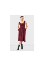 Seamed Cotton Jersey Empire Dress | Sleeveless Scoop-Neck Midi Dress