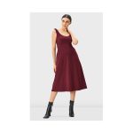 Seamed Cotton Jersey Empire Dress | Sleeveless Scoop-Neck Midi Dress
