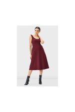Seamed Cotton Jersey Empire Dress | Sleeveless Scoop-Neck Midi Dress