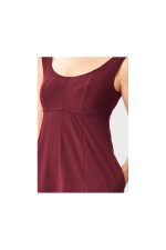 Seamed Cotton Jersey Empire Dress | Sleeveless Scoop-Neck Midi Dress