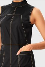 Wide-Leg Cotton Poplin Jumpsuit | Sleeveless High-Neck Contrast-Stitch One-Piece