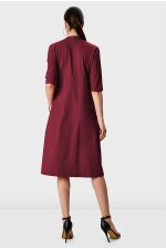 Cotton Jersey Empire A-Line Dress | Deep V-Neck Work-Casual Midi Dress
