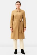 Melton-Look Car Coat | Straight-Cut Khaki Belted Outerwear